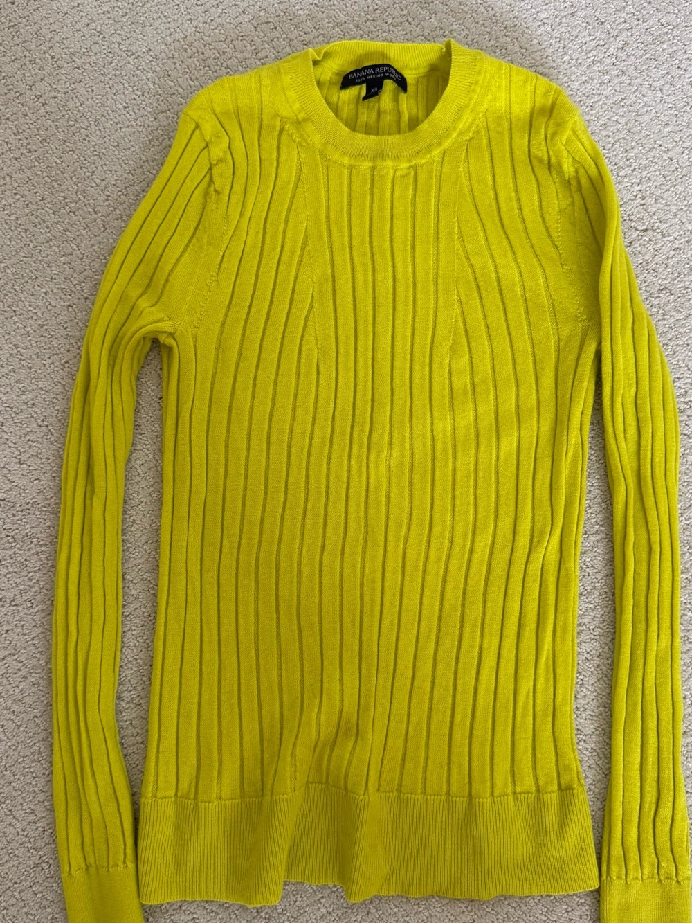 Banana Republic Slim Ribbed Crewneck Sweater in Lemon Yellow